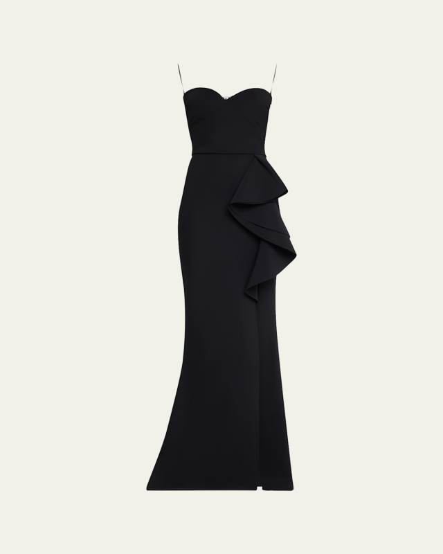 Strapless Ruffle Column Gown
